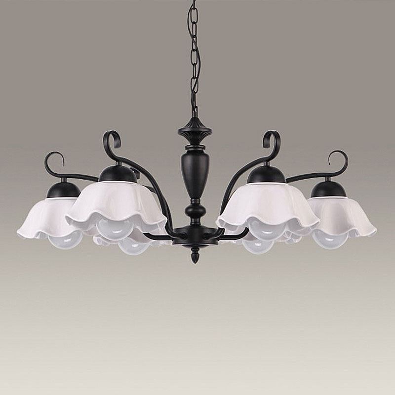 Nordic Iron Pendant Light Flower Shape Glass Lamp Shade Chandelier