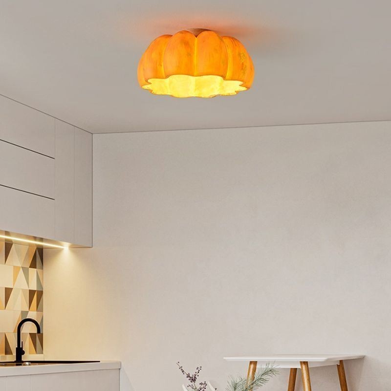 Single head Pumpkin Flush Mount Japanese Retro Ceiling Lights
