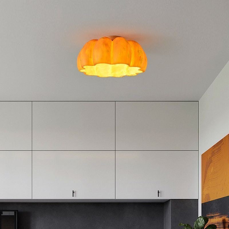 Single head Pumpkin Flush Mount Japanese Retro Ceiling Lights