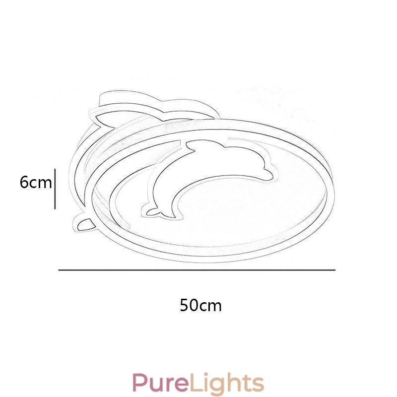 Gold Dolphin Flush Mount Ceiling Light