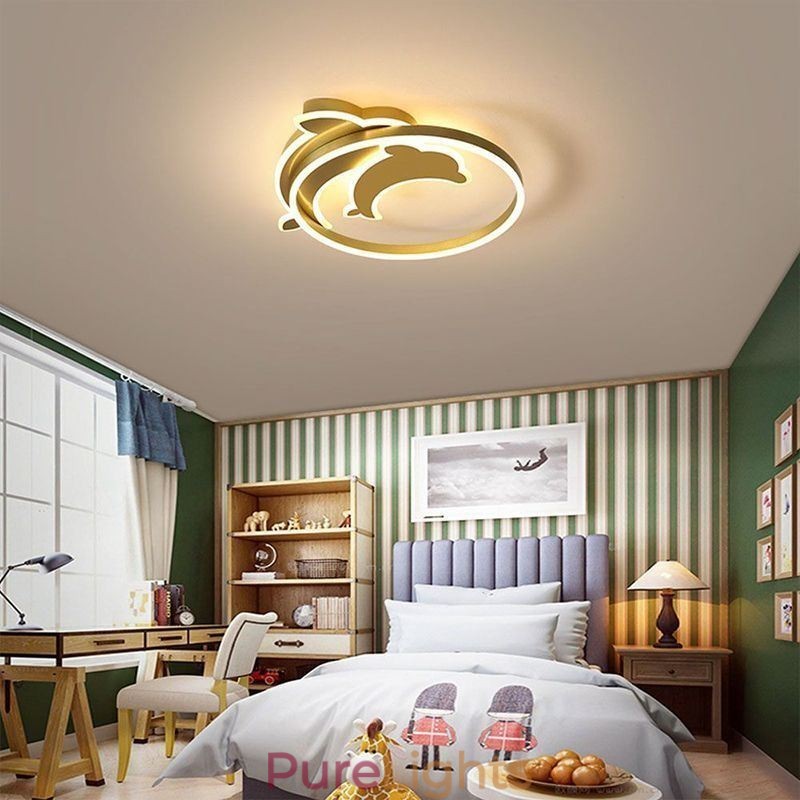 Gold Dolphin Flush Mount Ceiling Light