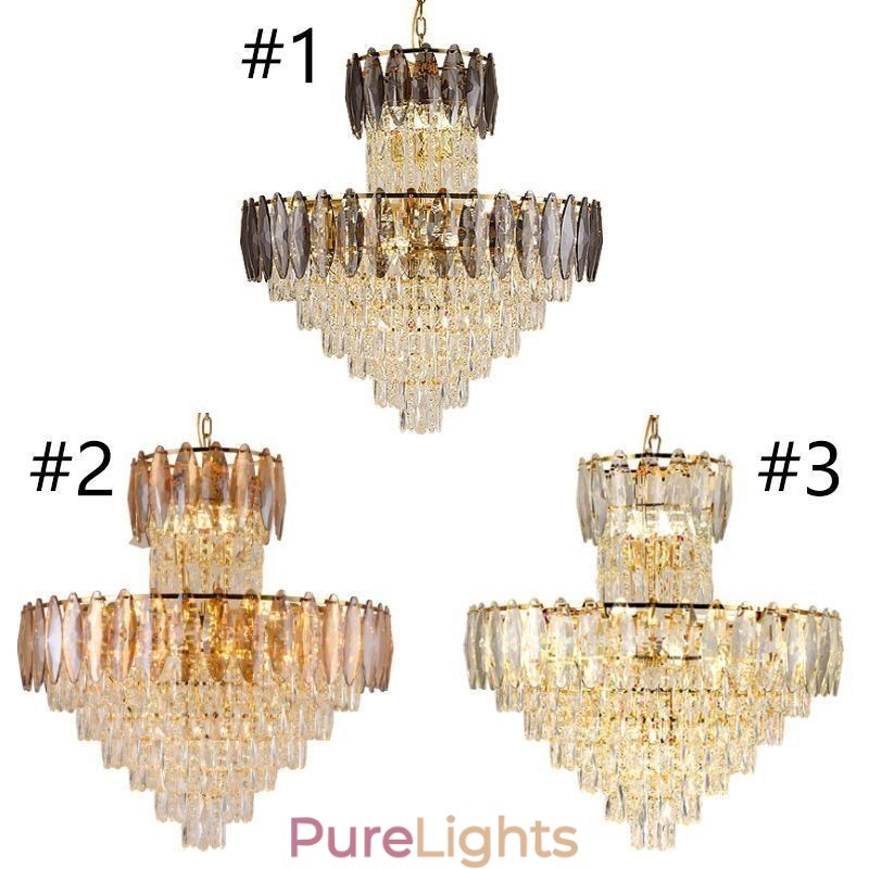 Tapered Crystal Pendant Light Duplex Decorative Ceiling Light 80cm