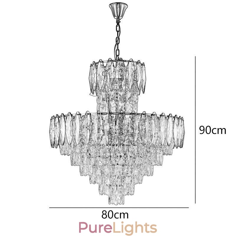 Tapered Crystal Pendant Light Duplex Decorative Ceiling Light 80cm