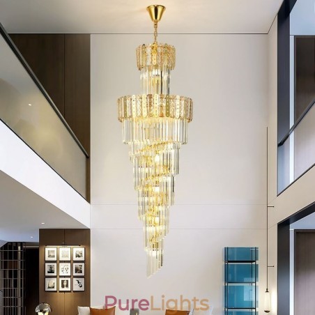 Gold Crystal Pendant Light Luxurious Decrative Ceiling Light φ60*H180cm Gold Crystal Pendant Light Luxurious Decrative Ceiling Light φ60*H180cm