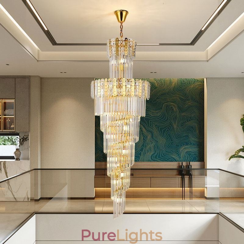 Gold Crystal Pendant Light Luxurious Decrative Ceiling Light φ60*H180cm