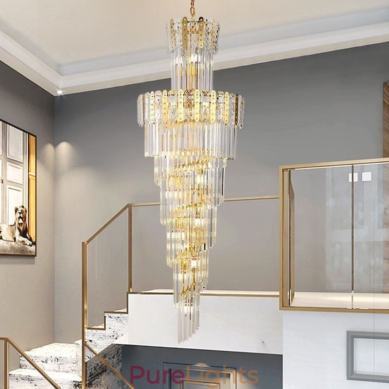 Gold Crystal Pendant Light Luxurious Decrative Ceiling Light φ60*H180cm