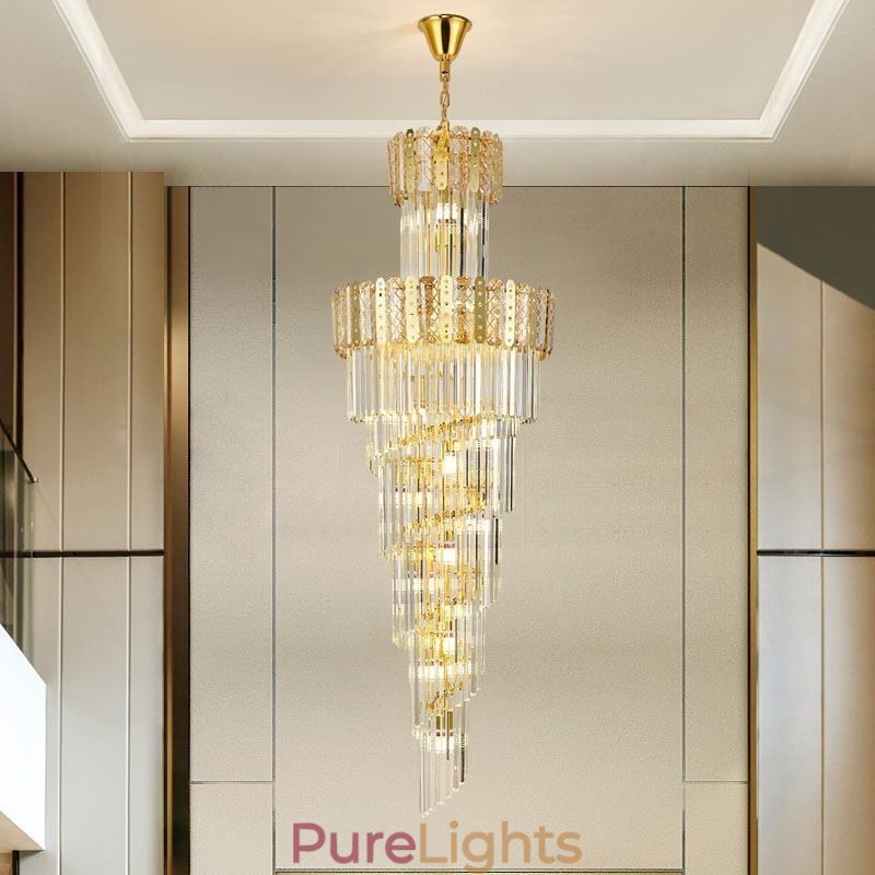 Gold Crystal Pendant Light Luxurious Decrative Ceiling Light φ60*H180cm
