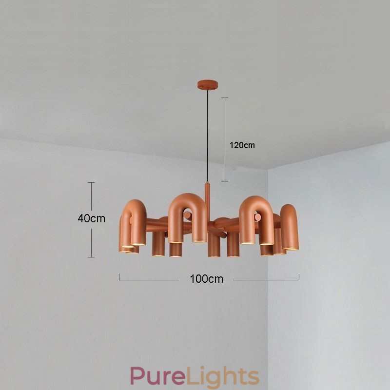 Pendant Light Round Wrought Iron U shaped Ceiling Light 90° Rotating Shade
