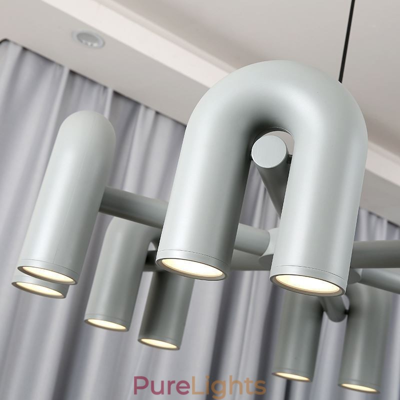 Pendant Light Round Wrought Iron U shaped Ceiling Light 90° Rotating Shade