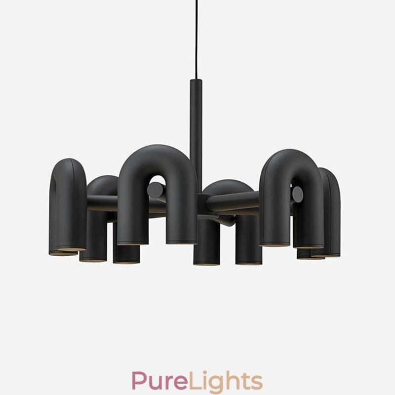 Pendant Light Round Wrought Iron U shaped Ceiling Light 90° Rotating Shade