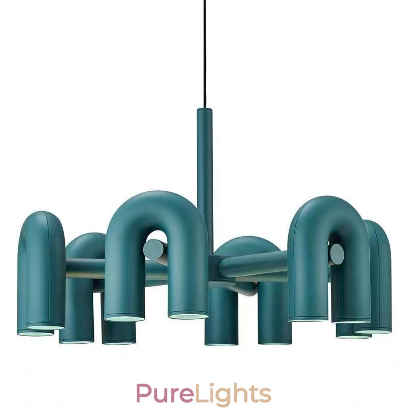 Pendant Light Round Wrought Iron U shaped Ceiling Light 90° Rotating Shade
