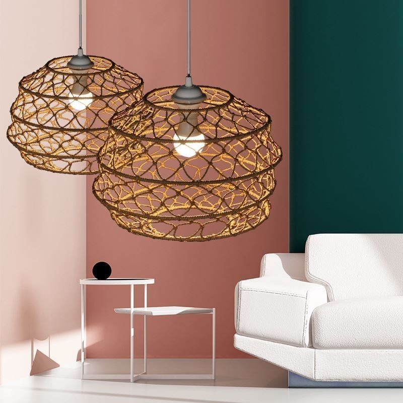 Modern Pastoral Pendant Light Creative Rattan Hanging Light With Foldable Lampshade