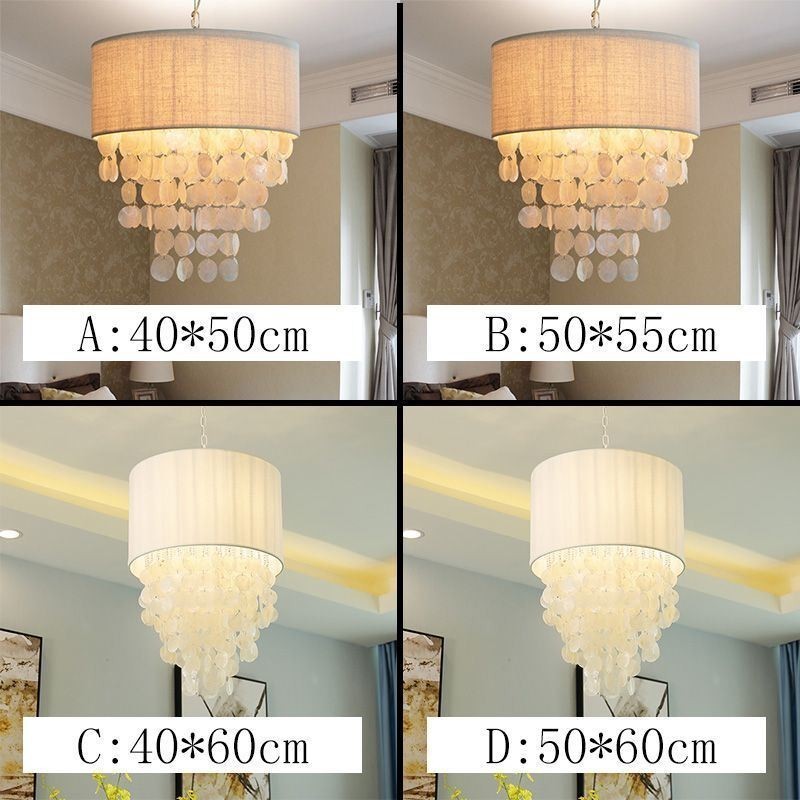 Contemporary Pendant Light Jellyfish Shells Lighting With Cylinder Lamp Shade