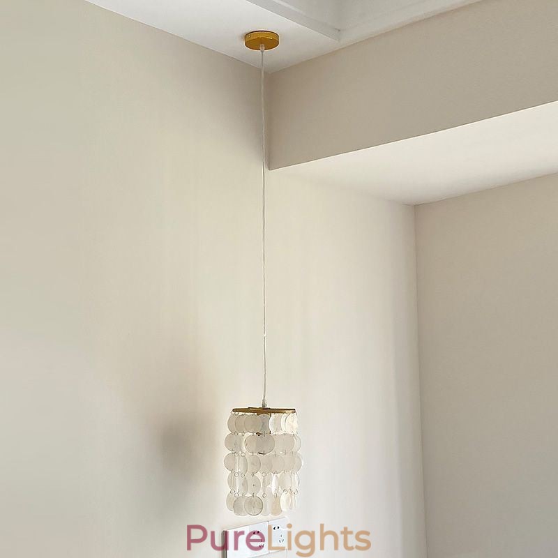 Modern Capiz Pendant Light Contemporary Mini Hanging Ceiling Lighting Dining