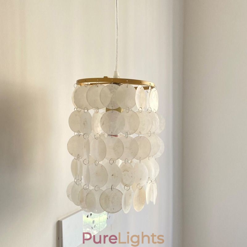 Modern Capiz Pendant Light Contemporary Mini Hanging Ceiling Lighting Dining