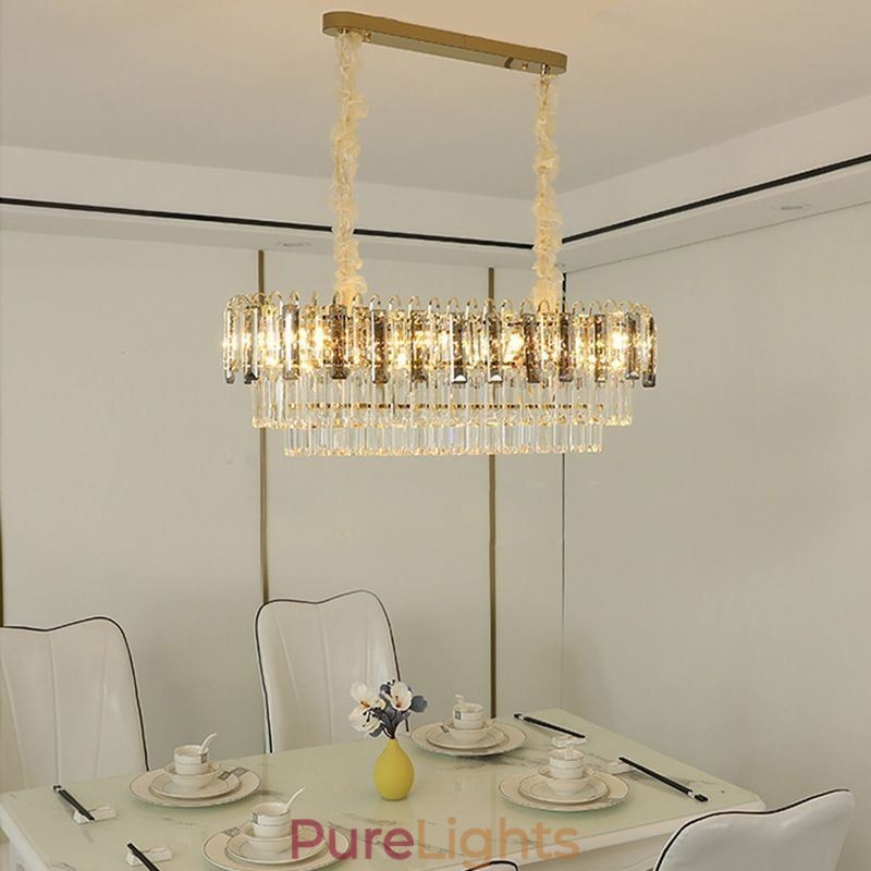 Rectangle Pendant light Crystal Ceiling Light Fixture