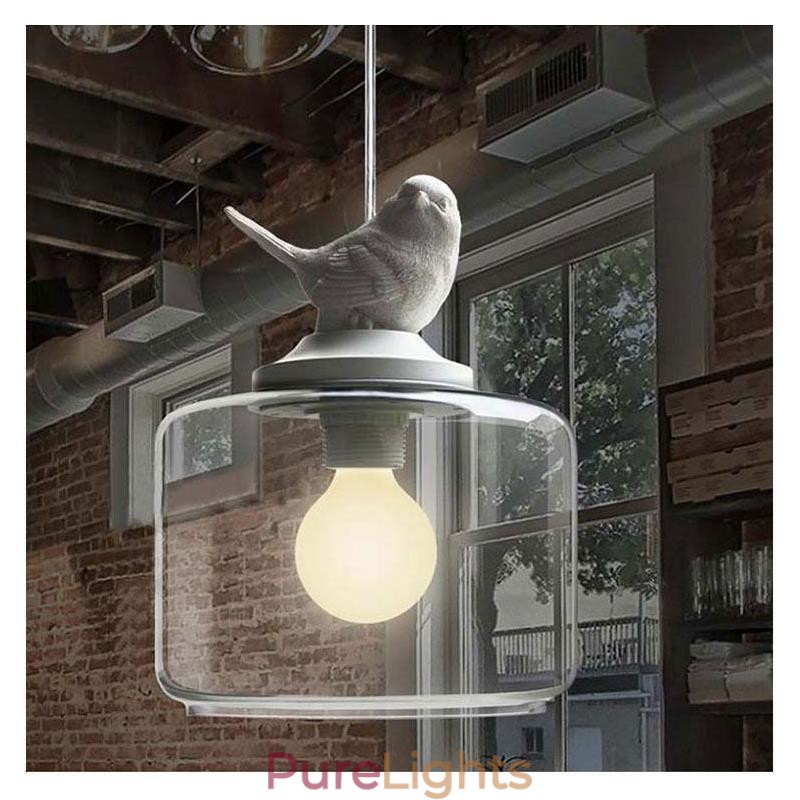 Retro Style Glass Pendant Light Little Bird Decorative Lighting