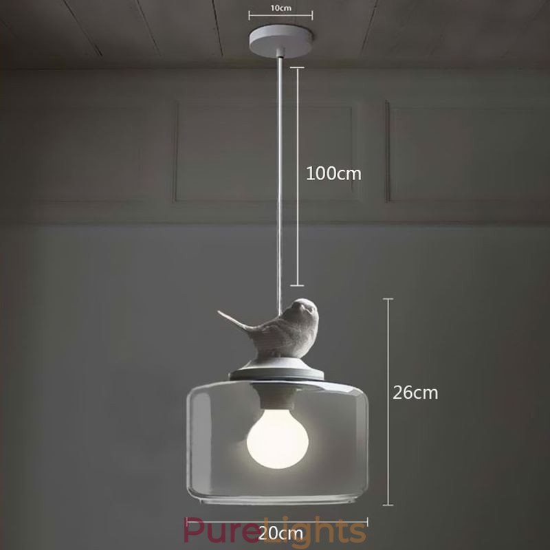 Retro Style Glass Pendant Light Little Bird Decorative Lighting