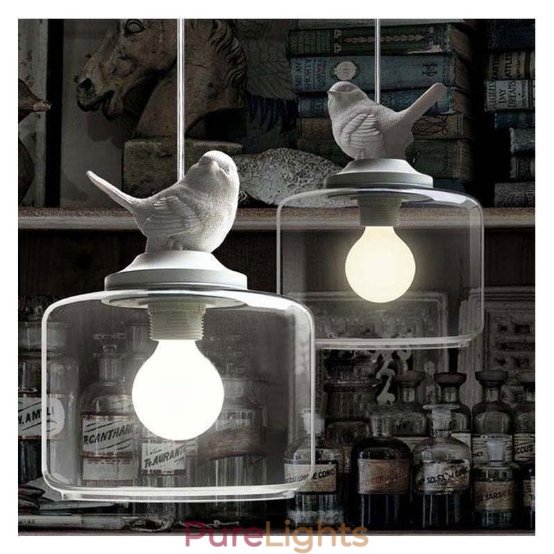 Retro Style Glass Pendant Light Little Bird Decorative Lighting