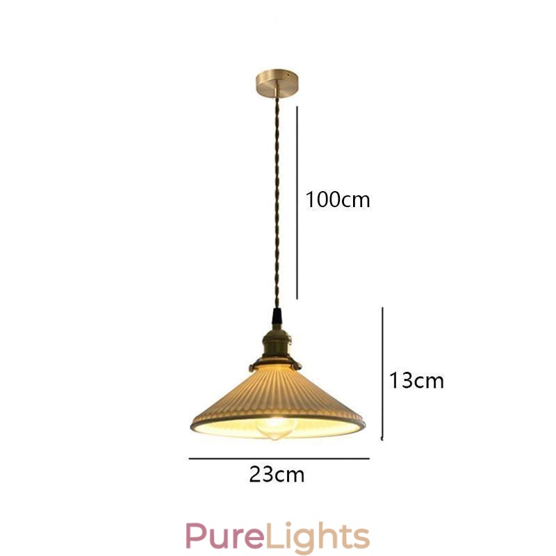 Japanese Style Ceramics Pendant Light Retro Pleated Pendant Lamp