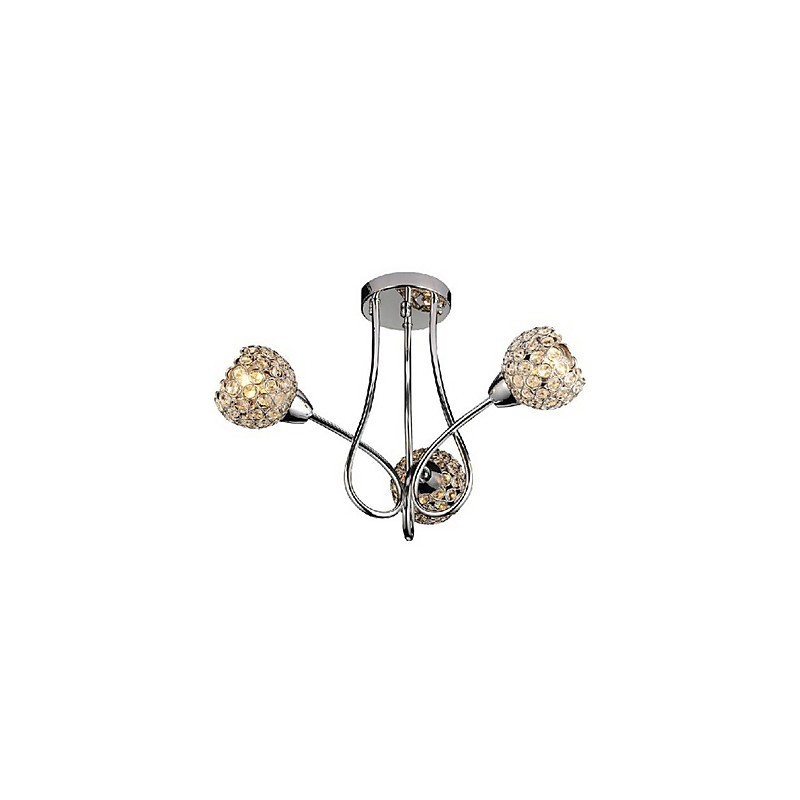 Modern Shining 3 Light Flush Mount In Crystal Design