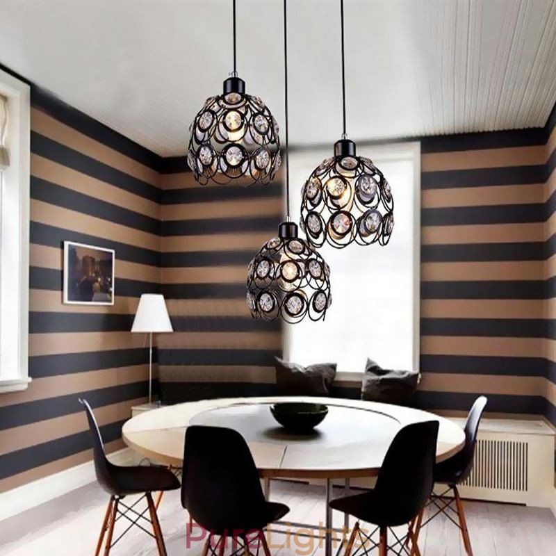 Hollow Crystal Iron Pendant Lamp Island Ideas