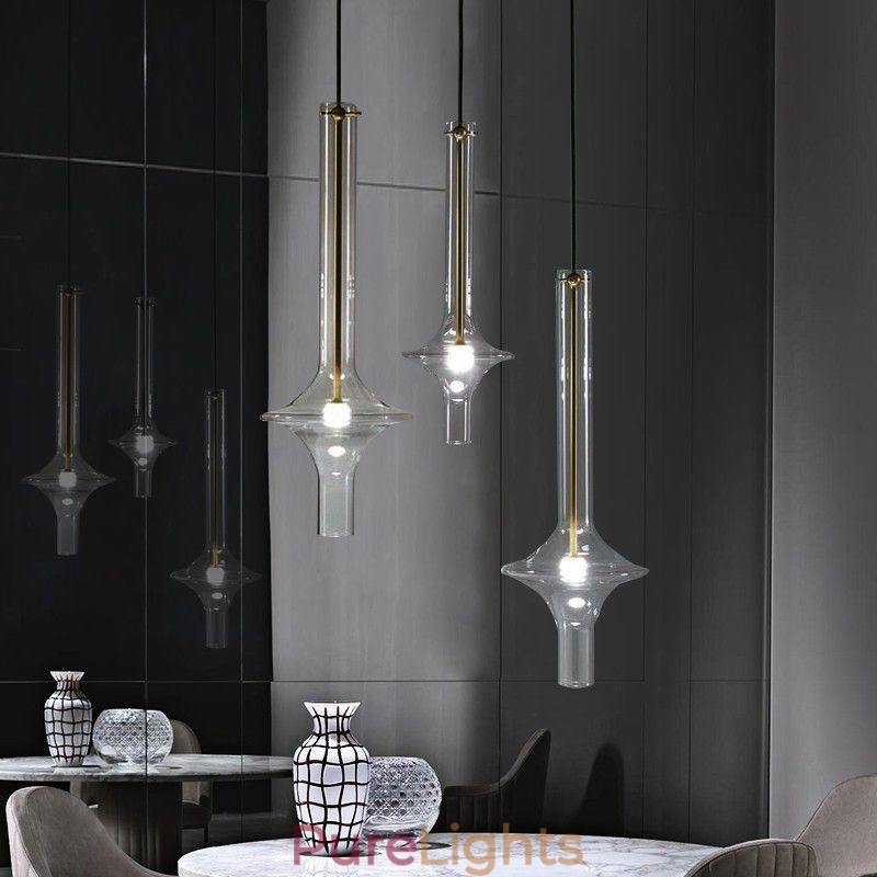 Glass Tube Pendant Light Modern Minimalist Wrought Iron Ceiling Light