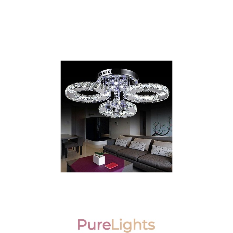 Modern Contemporary Crystal Chrome Metal Flush Mount