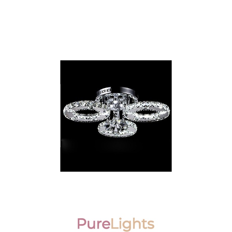 Modern Contemporary Crystal Chrome Metal Flush Mount