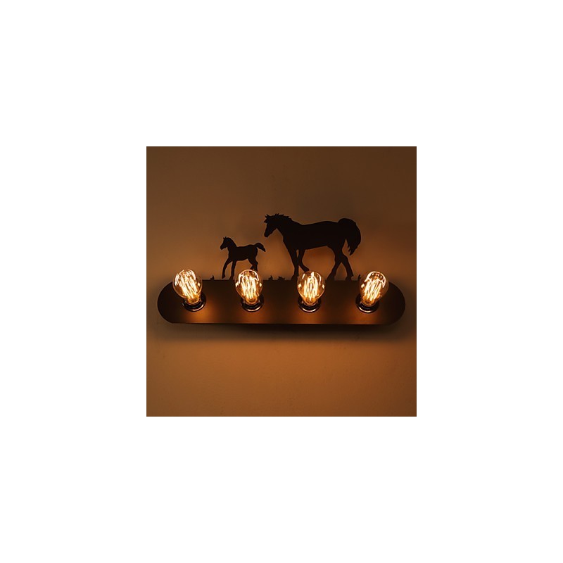 American Village Pastoral LOFT Style Bedroom Aisle Iron Retro Wild Horse Wall Lamps Free Shipping