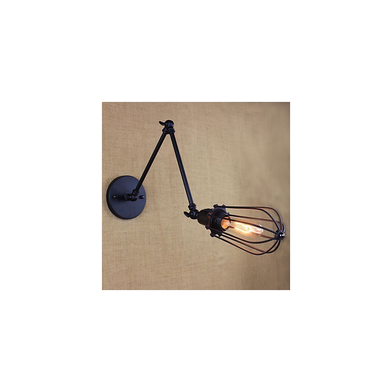 Style Bed Hotel Eestaurant Project Iron Arm Double Retro Vintage Black Belt Wall Lamp Switch