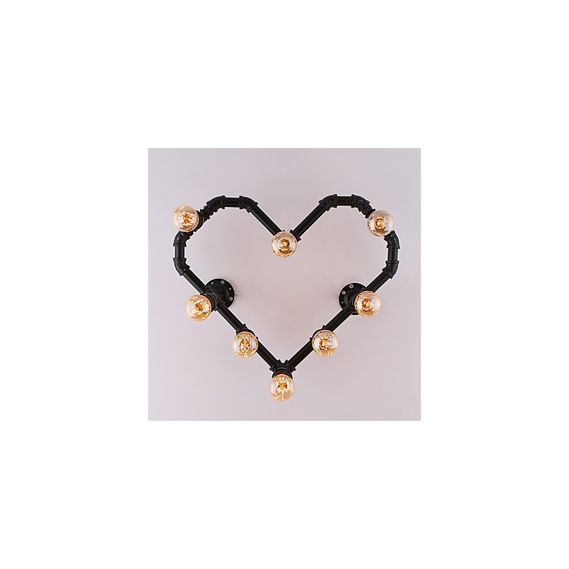 Vintage Water Pipe Loving Heart Creative Wall Lights Industrial Living Room Restaurant Bars Cafe decoration Wall Sconces