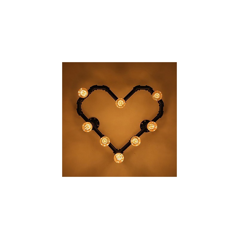Vintage Water Pipe Loving Heart Creative Wall Lights Industrial Living Room Restaurant Bars Cafe decoration Wall Sconces