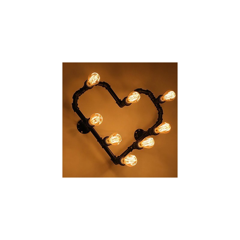 Vintage Water Pipe Loving Heart Creative Wall Lights Industrial Living Room Restaurant Bars Cafe decoration Wall Sconces