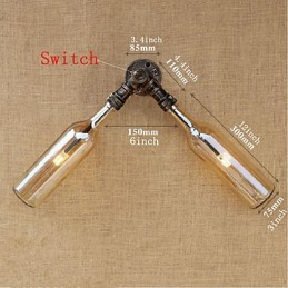 Retro American Village Creative Industry Wind Designer Water Bottle Wall Lamp Wall Light Amber
