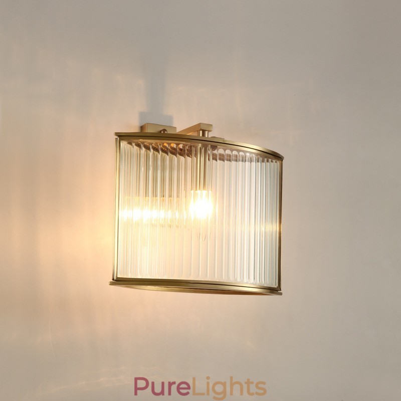 Pure Brass Luxurious Rustic Retro Vintage 1 Light Wall Light with Glass Shade