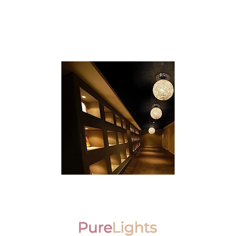 Modern Contemporary Lantern Globe Chrome Metal Flush Mount