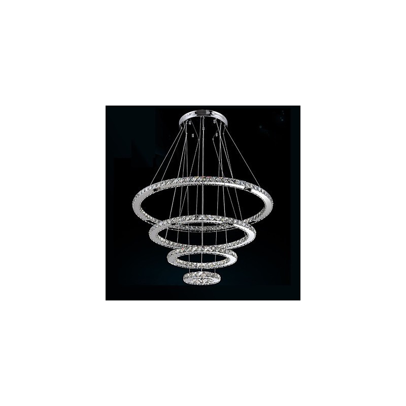Modern Pendant Light Clear Crystal Ceiling Chandelier Lighting Lamp with D100CM+D80CM+D60CM+D40CM