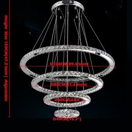 Modern Pendant Light Clear Crystal Ceiling Chandelier Lighting Lamp with D100CM+D80CM+D60CM+D40CM