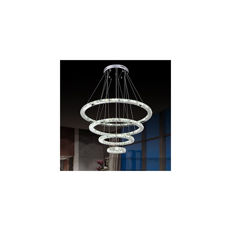 Modern Pendant Light Clear Crystal Ceiling Chandelier Lighting Lamp with D100CM+D80CM+D60CM+D40CM