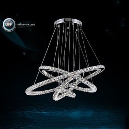 Modern Pendant Light Clear Crystal Ceiling Chandelier Lighting Lamp with D100CM+D80CM+D60CM+D40CM