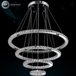 Modern Pendant Light Clear Crystal Ceiling Chandelier Lighting Lamp with D100CM+D80CM+D60CM+D40CM