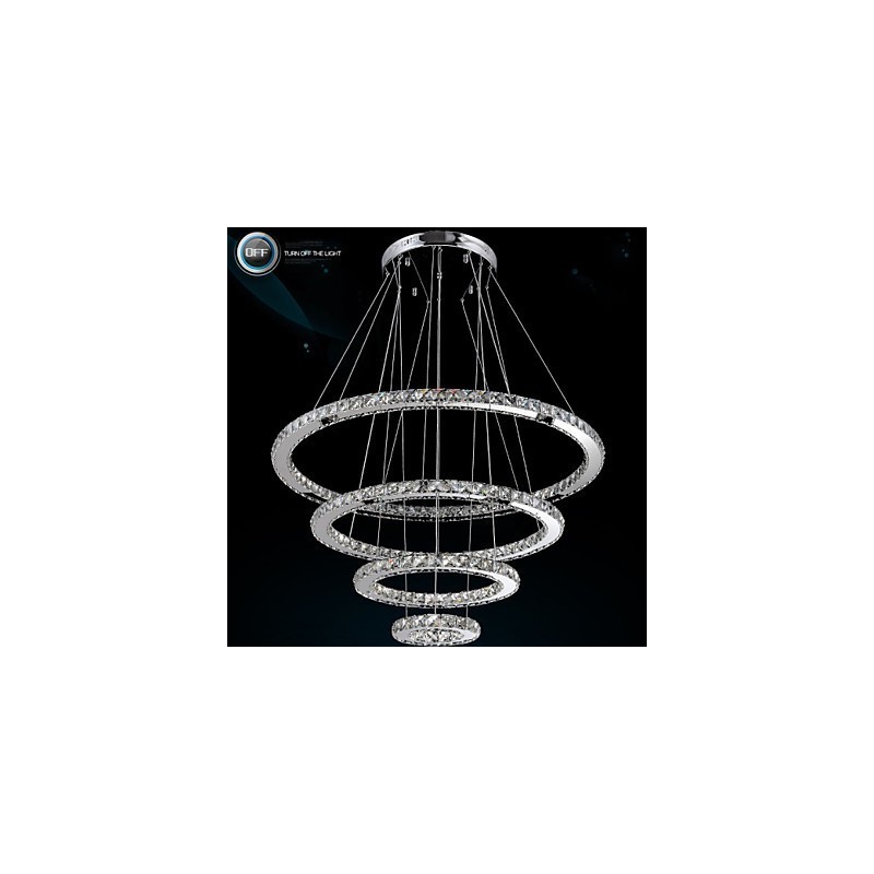 Modern Pendant Light Clear Crystal Ceiling Chandelier Lighting Lamp with D100CM+D80CM+D60CM+D40CM
