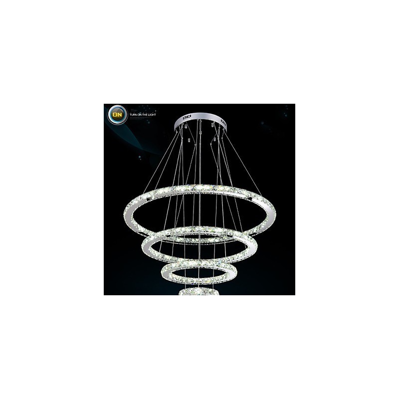 Modern Pendant Light Clear Crystal Ceiling Chandelier Lighting Lamp with D100CM+D80CM+D60CM+D40CM