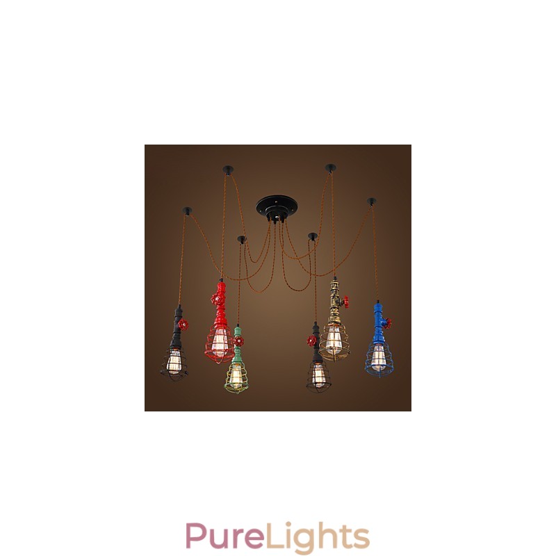 6 Lights Vintage Pendant Light Waterpipe Design Lights