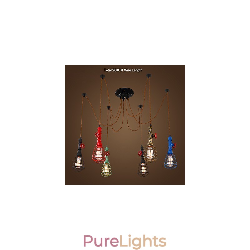 6 Lights Vintage Pendant Light Waterpipe Design Lights